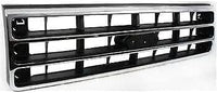 AUTOS PARTS PLUS Front Grille Chrome Shell With Primed Dark Argent Insert Direct Replacement Compatible With Ford F-Series 1989-1991 FO1200141 E9TZ8200A