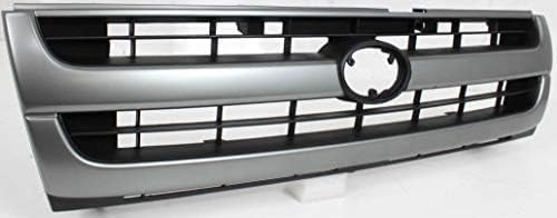 Front Grille Assembly Painted Silver Shell With Black Insert Plastic Direct Replacement Compatible With 1997-2000 Toyota Tacoma TO1200204 5310004060