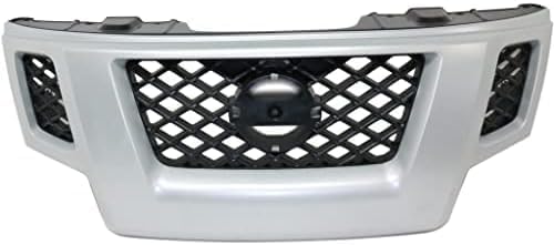Front Grille Painted Silver Shell With Gray Insert Plastic Direct Replacement Compatible With 2009-2013 Nissan Xterra NI1200241 62310ZL00A
