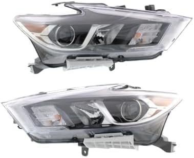 Set Of 2 Front Head Light Assembly Plastic Left Driver & Right Passenger Side Direct Replacement Compatible With 2016-2018 Nissan Maxima NI2503235 NI2502235 260104RF9B 260104RF0B