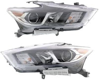 Set Of 2 Front Head Light Assembly Plastic Left Driver & Right Passenger Side Direct Replacement Compatible With 2016-2018 Nissan Maxima NI2503235 NI2502235 260104RF9B 260104RF0B