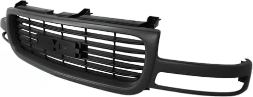 Front Grille Assembly Gray Shell & Black Insert Plastic With Emblem Provision Direct Replacement Compatible With 1999-2002 GMC Sierra / 2000-2006 Yukon GM1200429 19130786