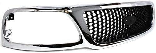 Front Grille Chrome Shall And Honeycomb Insert Direct Replacement Compatible With 1999-2003 Ford F-150/1999 F-250 FO1200404 3L3Z8200BB