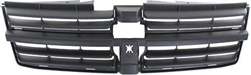 Front Grille Textured Dark Gray Shell And Insert Plastic Direct Replacement Compatible With 2008-2010 Dodge Grand Caravan CH1200310 5113126AA