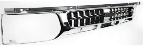 Front Grille Chrome Shell & Painted Dark Argent Insert Plastic Direct Replacement Compatible With 1996-1999 Nissan Pathfinder NI1200176 623100W401