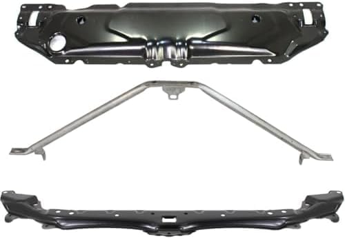 Front Radiator Support Black Aluminum + Lower Center Panel Steel Direct Replacement Compatible With 2004-2010 BMW 5-Series BM1225114 BM1225124 51647033745 51647163462