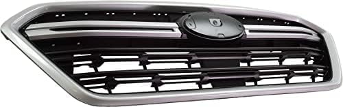 Front Grille Primed Shell And Insert Plastic With Silver Molding Direct Replacement Compatible With 2018-2019 Subaru Outback SU1200173 91121AL16B