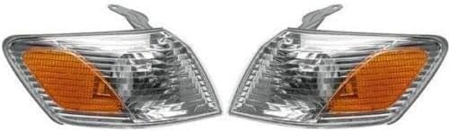 Front Head Lights Assembly + Corner Lamps Plastic Left Driver & Right Passenger Side Direct Replacement Compatible With 2000-2001 Toyota Camry TO2502130 TO2503130 TO2531136 TO2530136