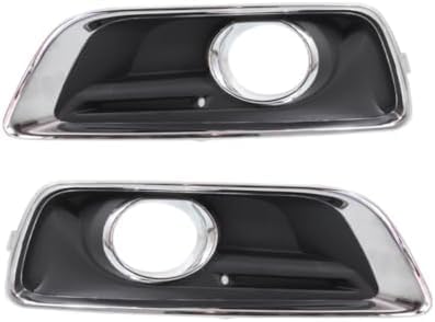Set Of 2 Front Fog Light Plastic Moldings With Chrome Trim Left Driver & Right Passenger Side Direct Replacement Compatible With 2013-2015 Chevrolet Malibu / 2016 Limited