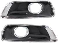 Set Of 2 Front Fog Light Plastic Moldings With Chrome Trim Left Driver & Right Passenger Side Direct Replacement Compatible With 2013-2015 Chevrolet Malibu / 2016 Limited