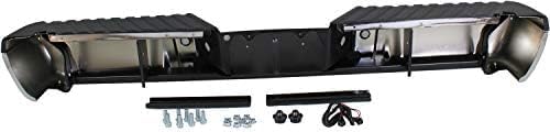 Step Bumper Assembly Chrome Steel With Rear Object Sensor Holes Direct Replacement Compatible With 2008-2016 Ford F-Series Super Duty FO1103150 9C3Z17906D-PFM