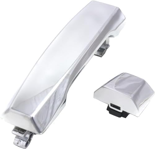 Front Exterior Door Handle + Cap Chrome Plastic Without Keyhole Right Passenger Side Direct Replacement Compatible with 2004-2018 Nissan Titan FDH010268 80646ZC00A