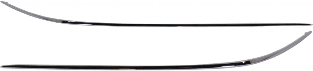 Set Of 2 Front Bumper Molding Chrome Left Driver & Right Passenger Side Direct Replacement Compatible With 2000-2002 Mercedes Benz S-Class MB1059102 MB1058102 2208850274 2208850174