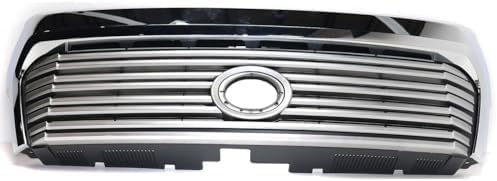 Front Grille Painted Silver Shell & Gray Insert With Chrome Molding Direct Replacement Compatible With 2014-2017 Toyota Tundra TO1200374 531000C310