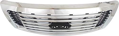 Front Grille Chrome Shell And Insert Plastic Direct Replacement Compatible With 2010-2012 Ford F-150 FO1200531 AL3Z8200C