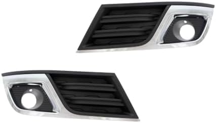 Set Of 2 Front Fog Light Moldings Plastic With Chrome Trim Left Driver & Right Passenger Side Direct Replacement Compatible With 2013-2017 Chevrolet Traverse GM1039148 GM1038148
