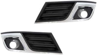 Set Of 2 Front Fog Light Moldings Plastic With Chrome Trim Left Driver & Right Passenger Side Direct Replacement Compatible With 2013-2017 Chevrolet Traverse GM1039148 GM1038148