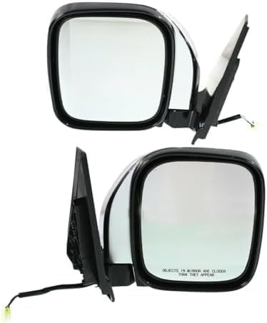 Set Of 2 Front Power Mirror Manual Folding Heated Chrome Plastic Left Driver & Right Passenger Side Direct Replacement Compatible With 2001-2006 Mitsubishi Montero MR478840 MR478839