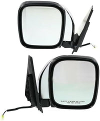 Set Of 2 Front Power Mirror Manual Folding Heated Chrome Plastic Left Driver & Right Passenger Side Direct Replacement Compatible With 2001-2006 Mitsubishi Montero MR478840 MR478839