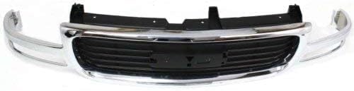Front Grille Chrome Shell/Painted Black Insert Direct Replacement Compatible With 1999-2002 GMC Sierra 1500 2500/2000-2006 Yukon GM1200430 19130787