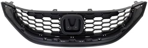 Front Grille Textured Shell And Insert Plastic Direct Replacement Compatible With 2013-2015 Honda Civic HO1200216 71121TR3A01