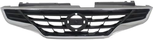 Front Grille Chrome Shell With Primed Insert Direct Replacement Compatible With 2010-2013 Nissan Altima NI1200245 62070ZX10A