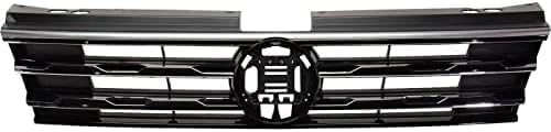 Front Grille Assembly Primed With Chrome Frame Plastic Direct Replacement Compatible With 2018-2021 Volkswagen Tiguan VW1200172 5NN853651DZLL