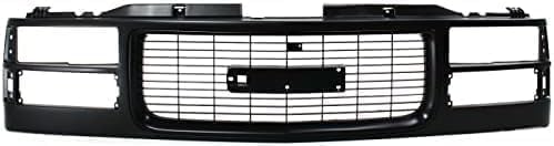 Front Grille Primed Shell And Cross Bar Insert Direct Replacement Compatible With 1994-2000 GMC C/K Series Pickup / 1994-1999 Suburban GM1200357 12375422