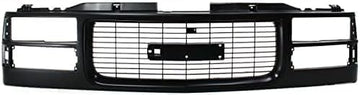 Front Grille Primed Shell And Cross Bar Insert Direct Replacement Compatible With 1994-2000 GMC C/K Series Pickup / 1994-1999 Suburban GM1200357 12375422