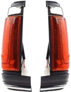 Set Of 2 Front Corner Lights Assembly With Chrome Trim Right Passenger & Left Driver Side Direct Replacement Compatible With 1983-1986 Nissan 720 NI2551102 NI2550102 2618010W00