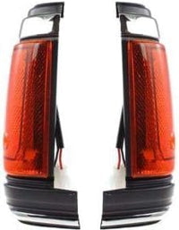 Set Of 2 Front Corner Lights Assembly With Chrome Trim Right Passenger & Left Driver Side Direct Replacement Compatible With 1983-1986 Nissan 720 NI2551102 NI2550102 2618010W00