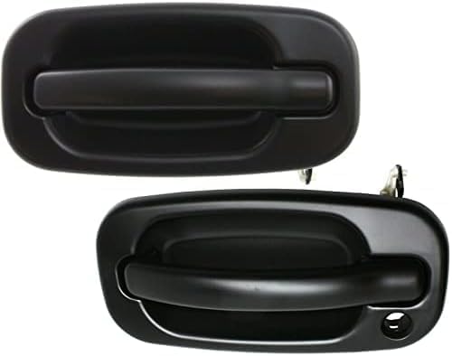 Set of 2 Front Exterior Door Handle Smooth Black Left Driver & Right Passenger Side Direct Replacement Compatible with 1999-2006 Chevrolet Silverado/GMC Sierra GM1311131 GM1310140