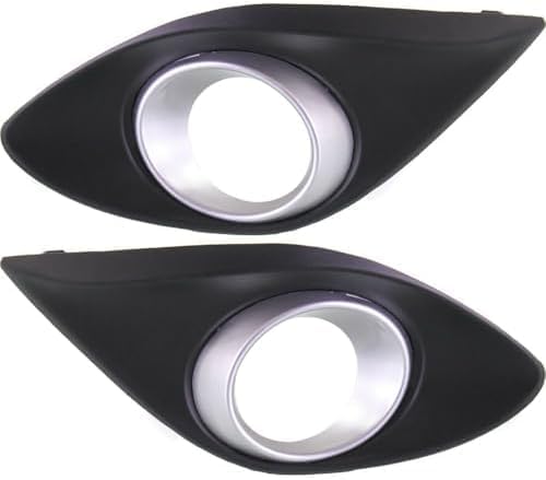 Set Of 2 Front Fog Light Molding Silver Left Driver & Right Passenger Side Direct Replacement Compatible With 2011-2014 Mazda 2 MA1039109 MA1038109 DR6150C10A DR6150C20A