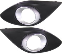Set Of 2 Front Fog Light Molding Silver Left Driver & Right Passenger Side Direct Replacement Compatible With 2011-2014 Mazda 2 MA1039109 MA1038109 DR6150C10A DR6150C20A