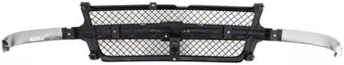 Front Grille Black Mesh With Chrome Center Bar Direct Replacement Compatible With 2001-2002 Chevrolet Silverado 2500HD / 3500 GM1200523 15088290