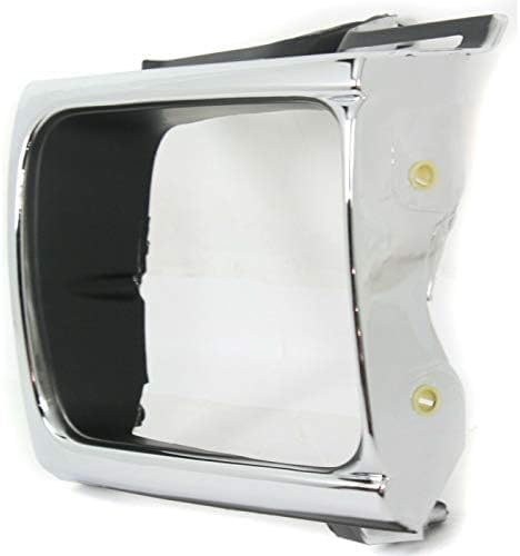 Set Of 2 Front Head Light Door Bezel Chrome Plastic Left Driver & Right Passenger Side Direct Replacement Compatible With 1992-1995 Toyota Pickup TO2513118 TO2512116