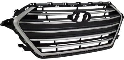 Front Grille Painted Silver Shell With Black Insert Plastic Direct Replacement Compatible With 2017-2018 Hyundai Elantra HY1200204 86350F3000