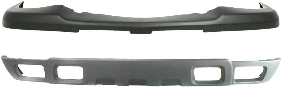 Front Bumper Chrome Steel + Upper Cover + Lower Valance + Extension Textured Direct Replacement Compatible With 2003-2006 Chevrolet Silverado 1500 GM1051110 GM1002416 GM1092200
