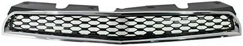 Front Grille Chrome Shell With Primed Insert Direct Replacement Compatible With 2010-2015 Chevrolet Equinox GM1200622 25798744
