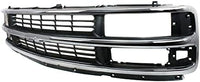 Front Grille Assembly Chrome Shell & Painted Gray Insert With Dual Headlight Holes Direct Replacement Compatible With 1996-2002 Chevrolet Express 1500 2500 3500 GM1200382 15037242