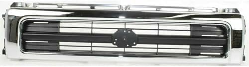 Front Bumper Chrome + Grille + Lower Valance + Headlight Bezels Right Passenger & Left Driver Side Direct Replacement Compatible With 1992-1995 Toyota Pickup 4WD TO1002104 TO1095105