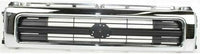 Front Bumper Chrome + Grille + Lower Valance + Headlight Bezels Right Passenger & Left Driver Side Direct Replacement Compatible With 1992-1995 Toyota Pickup 4WD TO1002104 TO1095105