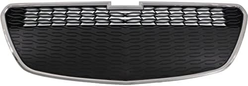 Front Bumper Lower Grille Chrome Shell & Primed Insert Without Fog Holes Direct Replacement Compatible With 2013-2015 Chevrolet Spark GM1200656 95078756