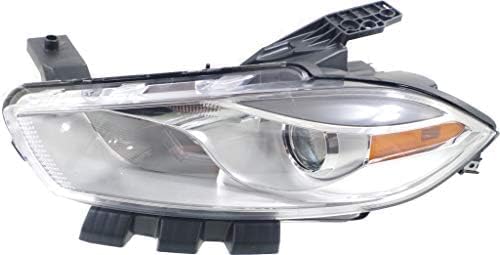 Front Head Light Assembly Halogen Chrome Interior Left Driver Side Direct Replacement Compatible With 2013-2015 Dodge Dart 68081389AL-PFM REPD100162