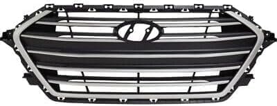 Front Grille Painted Silver Shell With Black Insert Plastic Direct Replacement Compatible With 2017-2018 Hyundai Elantra HY1200204 86350F3000
