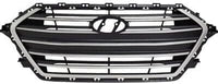 Front Grille Painted Silver Shell With Black Insert Plastic Direct Replacement Compatible With 2017-2018 Hyundai Elantra HY1200204 86350F3000