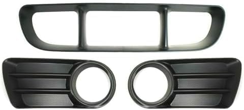 Front Bumper Center Grille + Fog Light Molding Primed With Fog Light Holes Right Passenger & Left Driver Side Direct Replacement Compatible With 2002-2005 Ford Explorer FO1036107
