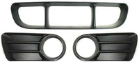 Front Bumper Center Grille + Fog Light Molding Primed With Fog Light Holes Right Passenger & Left Driver Side Direct Replacement Compatible With 2002-2005 Ford Explorer FO1036107