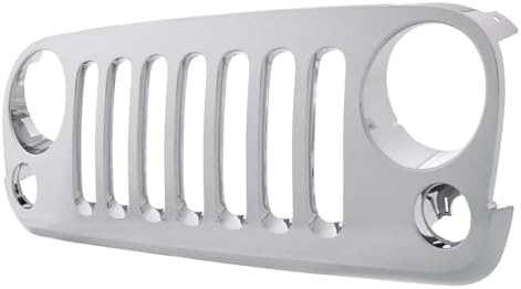 Front Grille Plastic Chrome Shell And Insert Direct Replacement Compatible With 2007-2016 Jeep Wrangler CH1200328 68046306AA-PFM