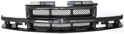 Front Grille Primed Shell With Mesh Insert Plastic Direct Replacement Compatible With 1999-2003 Chevrolet S10 / 2001-2005 Blazer GM1200413 12471853